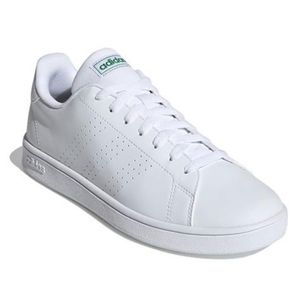 Boys or Girls Advantage Base Tennis Shoes White with Green Accents